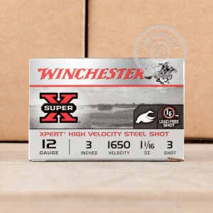 Photo detailing the 12 GAUGE WINCHESTER SUPER-X WATERFOWL 3" 1-1/16 OZ. #3 SHOT (25 ROUNDS) for sale at AmmoMan.com.