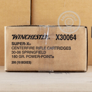 Photo detailing the 30-06 SPRINGFIELD WINCHESTER SUPER-X 180 GRAIN POWER-POINT SP (200 ROUNDS) for sale at AmmoMan.com.