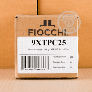 Image of the 9MM LUGER FIOCCHI SHOOTING DYNAMICS XTP 124 GRAIN JHP (25 ROUNDS) available at AmmoMan.com.