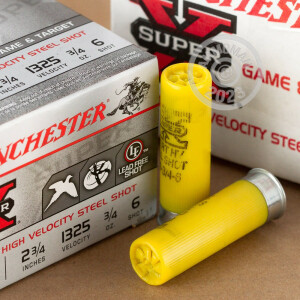 Photograph showing detail of 20 GAUGE WINCHESTER SUPER-X XPERT HIGH VELOCITY GAME AND TARGET 2-3/4“ 3/4 OZ. #6 SHOT (25 ROUNDS)