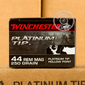 Image of the 44 MAGNUM WINCHESTER PLATINUM TIP 250 GRAIN JHP (20 ROUNDS) available at AmmoMan.com.
