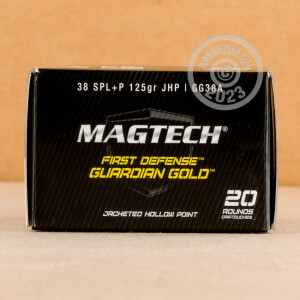 Photograph showing detail of .38 SPECIAL +P MAGTECH GUARDIAN GOLD 125 GRAIN JHP (1000 ROUNDS)