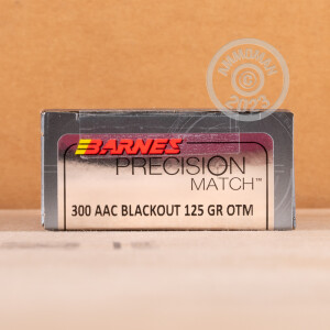 A photo of a box of Barnes ammo in 300 AAC Blackout.