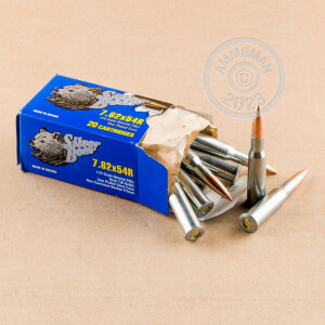 A photo of a box of Silver Bear ammo in 7.62 x 54R.