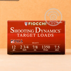 Image of the 12 GAUGE FIOCCHI 2 3/4" 7/8 OZ. #7.5 SHOT TARGET LOAD (25 ROUNDS) available at AmmoMan.com.