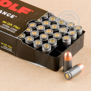 Photograph showing detail of 380 AUTO WOLF WPA POLYFORMANCE 94 GRAIN FMJ (50 ROUNDS)