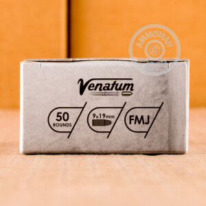 Image of 9mm Luger ammo by Venatum that's ideal for training at the range.