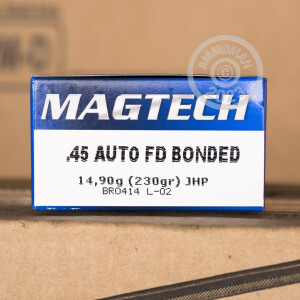 Image of the 45 ACP MAGTECH FIRST DEFENSE 230 GRAIN JHP BONDED (1000 ROUNDS) available at AmmoMan.com.