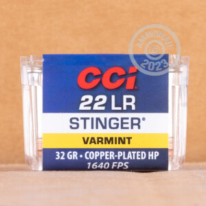 Photo detailing the 22 LR CCI STINGER 32 GRAIN CPHP (5000 ROUNDS) for sale at AmmoMan.com.