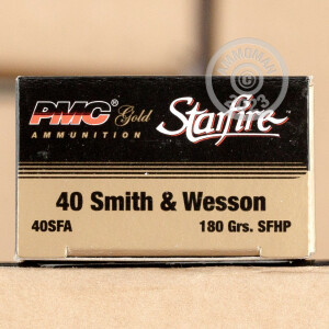 Photo detailing the .40 S&W PMC STARFIRE 180 GRAIN JHP (20 ROUNDS) for sale at AmmoMan.com.