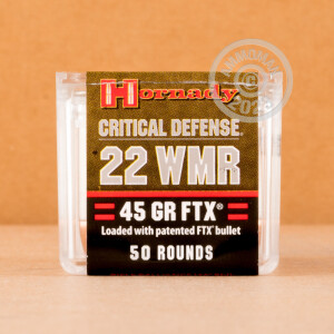Image of the 22 WMR HORNADY CRITICAL DEFENSE 45 GRAIN FTX (500 ROUNDS) available at AmmoMan.com.