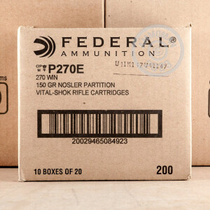 Image of the 270 WINCHESTER FEDERAL VITAL-SHOK 150 GRAIN NOSLER PARTITION (20 ROUNDS) available at AmmoMan.com.