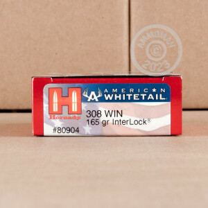 Image of the 308 WIN HORNADY AMERICAN WHITETAIL 165 GRAIN INTERLOCK SP (200 ROUNDS) available at AmmoMan.com.