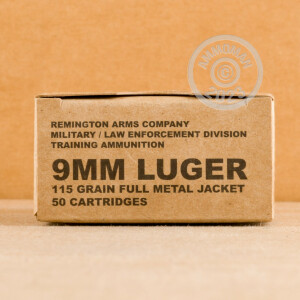 Image of the 9MM LUGER REMINGTON MIL / LE CONTRACT OVERRUN 115 GRAIN FMJ (50 ROUNDS) available at AmmoMan.com.