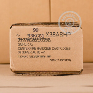 Photo detailing the 38 SUPER +P WINCHESTER 125 GRAIN SILVERTIP JHP (50 ROUNDS) for sale at AmmoMan.com.