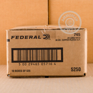 Photo detailing the 22 LR FEDERAL CHAMPION 36 GRAIN CPHP (5250 ROUNDS) for sale at AmmoMan.com.