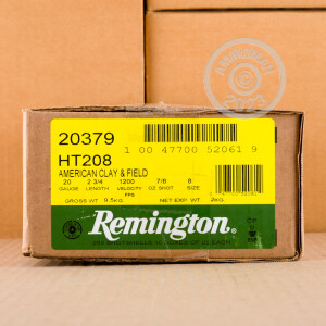 Image of the 20 GAUGE REMINGTON AMERICAN CLAY & FIELD 2-3/4" 7/8 OZ. #8 SHOT (250 ROUNDS) available at AmmoMan.com.
