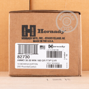Photo detailing the 30-30 WIN HORNADY LEVEREVOLUTION 160 GRAIN FTX (200 ROUNDS) for sale at AmmoMan.com.