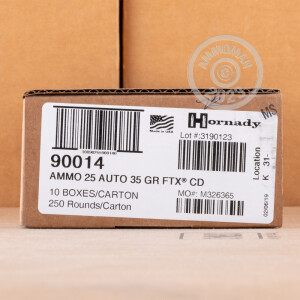 Image of the 25 ACP HORNADY CRITICAL DEFENSE 35 GRAIN FTX (25 ROUNDS) available at AmmoMan.com.