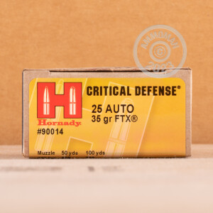 Image of 25 ACP HORNADY CRITICAL DEFENSE 35 GRAIN FTX (25 ROUNDS)