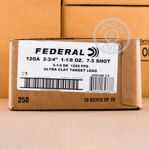Image of 12 GAUGE FEDERAL ULTRA CLAY & FIELD 2-3/4" 1-1/8 OZ. #7.5 SHOT (250 ROUNDS)