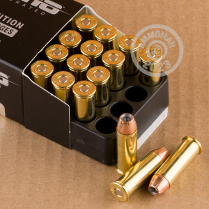 Image detailing the brass case and boxer primers on the Ammo Incorporated ammunition.