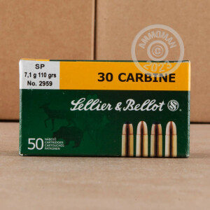 Photograph showing detail of 30 CARBINE SELLIER & BELLOT 110 GRAIN SP (50 ROUNDS)