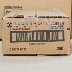 Photograph showing detail of 20 GAUGE FEDERAL ULTRA HEAVY FIELD & CLAY 2-3/4" #7.5 SHOT (250 ROUNDS)