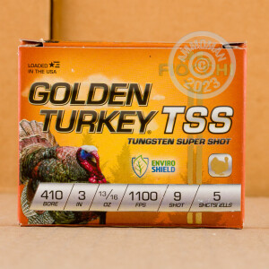 Image of 410 BORE FIOCCHI GOLDEN TURKEY TSS 3" 13/16 OZ. #9 SHOT (5 ROUNDS)