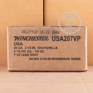 Photo detailing the 20 GAUGE WINCHESTER USA GAME & TARGET 2-3/4" 7/8 OZ. #7.5 (100 ROUNDS) for sale at AmmoMan.com.
