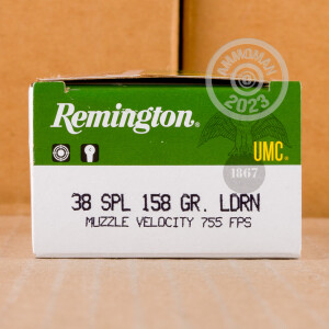 Photo detailing the 38 SPECIAL REMINGTON UMC 158 GRAIN LRN (500 ROUNDS) for sale at AmmoMan.com.
