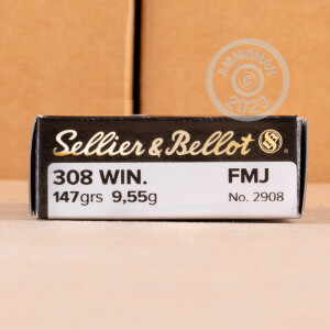 Image of the .308 WINCHESTER SELLIER & BELLOT 147 GRAIN FMJ (20 ROUNDS) available at AmmoMan.com.