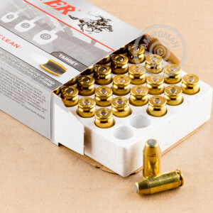A photo of a box of Smith & Wesson ammo in .40 Smith & Wesson.