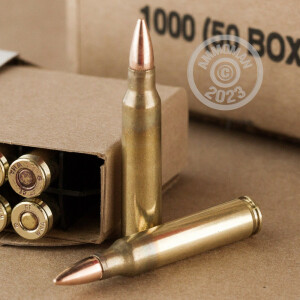 An image of 5.56x45mm ammo made by Winchester at AmmoMan.com.