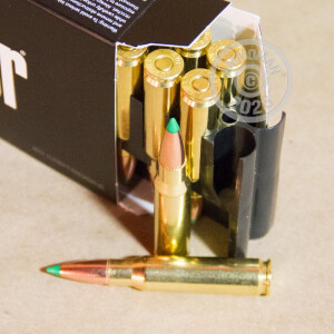 Image detailing the brass case on the Nosler Ammunition ammunition.