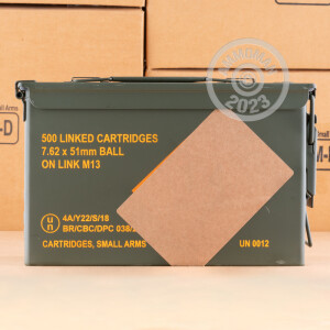Image of the 7.62X51 MAGTECH 148 GRAIN FMJ M13 LINKED (500 ROUNDS IN AMMO CAN) available at AmmoMan.com.