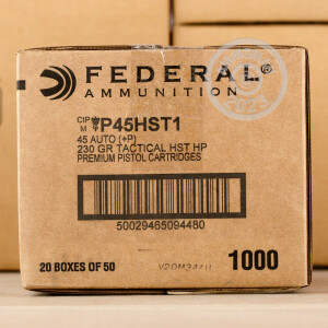 Photograph showing detail of .45 ACP +P FEDERAL HST 230 GRAIN JHP (50 ROUNDS)