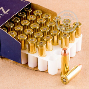 A photograph detailing the 38 Special ammo with TMJ bullets made by Speer.