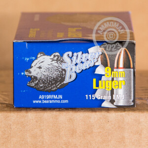 Image of the 9MM LUGER SILVER BEAR 115 GRAIN FMJ (500 ROUNDS) available at AmmoMan.com.