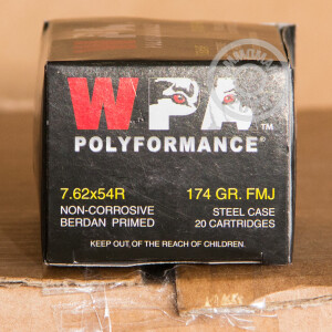 Image of the 7.62x54R WOLF WPA 174 GRAIN FMJ (500 ROUNDS) available at AmmoMan.com.
