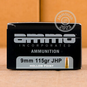 Image of Ammo Incorporated 9mm Luger pistol ammunition.