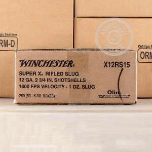 Image of 12 GAUGE WINCHESTER SUPER-X 2-3/4" HP RIFLED SLUG (250 ROUNDS)