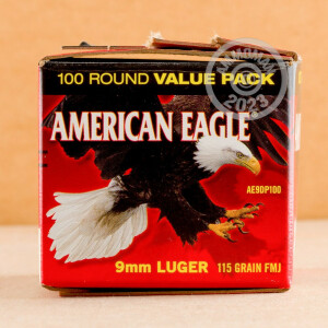 Photograph showing detail of 9MM LUGER FEDERAL AMERICAN EAGLE 115 GRAIN FMJ (500 ROUNDS)