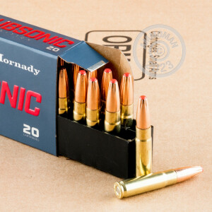 A photograph detailing the 300 AAC Blackout ammo with Polymer Tipped bullets made by Hornady.
