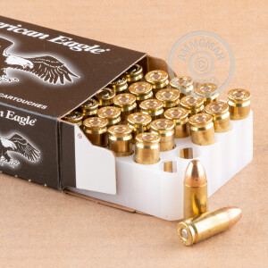 Photo detailing the 9MM LUGER FEDERAL AMERICAN EAGLE SUPPRESSOR 124 GRAIN FMJ (500 ROUNDS) for sale at AmmoMan.com.