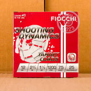 Image of the 12 GAUGE FIOCCHI TARGET SHOOTING DYNAMICS 2-3/4“ 1-1/8 OZ. #7.5 SHOT (25 ROUNDS) available at AmmoMan.com.