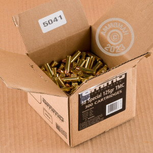 A photograph of 300 rounds of 125 grain 38 Special ammo with a TMJ bullet for sale.