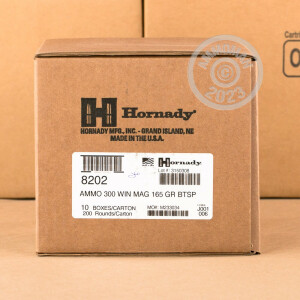 Photo detailing the 300 WIN MAG HORNADY CUSTOM 165 GRAIN SP (20 ROUNDS) for sale at AmmoMan.com.