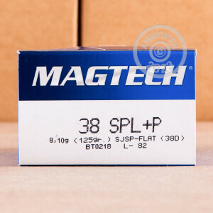 Photo detailing the 38 SPECIAL MAGTECH +P 125 GRAIN SJSP (50 ROUNDS) for sale at AmmoMan.com.