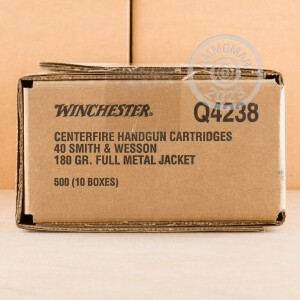Photo detailing the .40 S&W WINCHESTER USA 180 GRAIN FULL METAL JACKET (50 ROUNDS) for sale at AmmoMan.com.